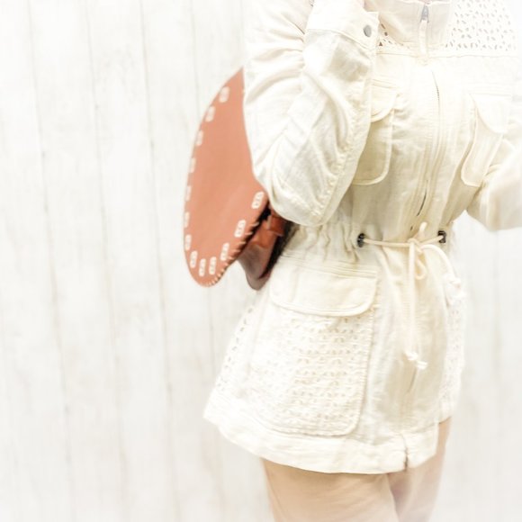 Francesca's || Women's Boho Style Circle Tote Brown Stand Up Large Travel Purse - Picture 4 of 12